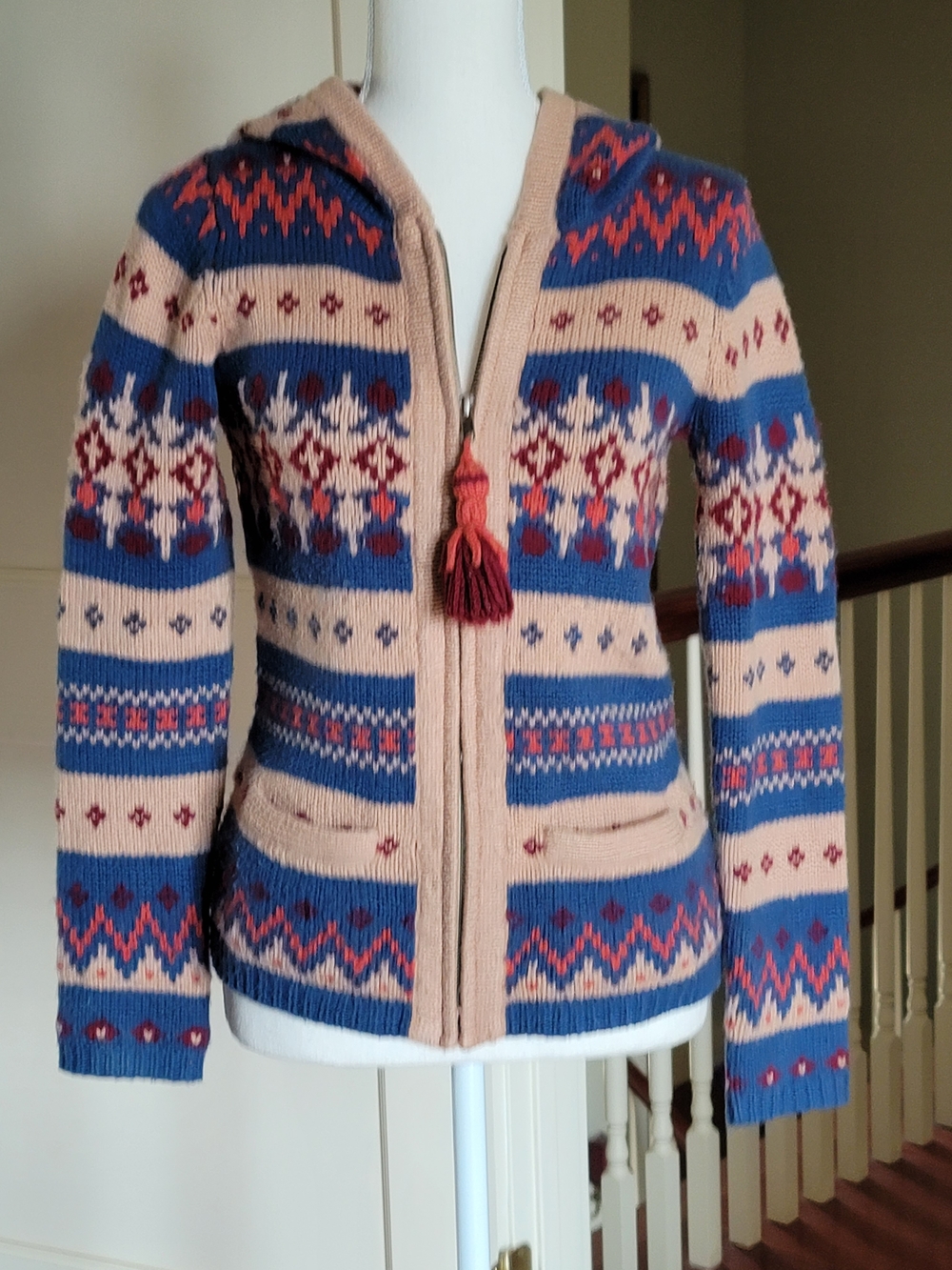 anthropologie sparrow fair isle H hooded sweater small S